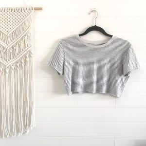 Brandy Melville Light Blue Striped Crop Top